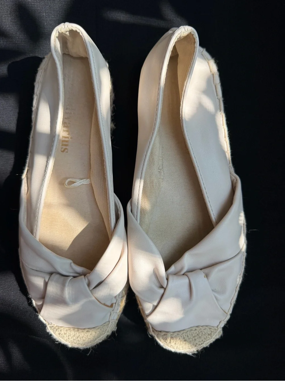 stradivarius Cream Espadrille Flats with Knotted Upper